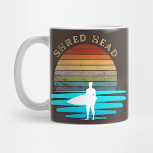 Retro Sunset With Surfer On The Open Wave Mug